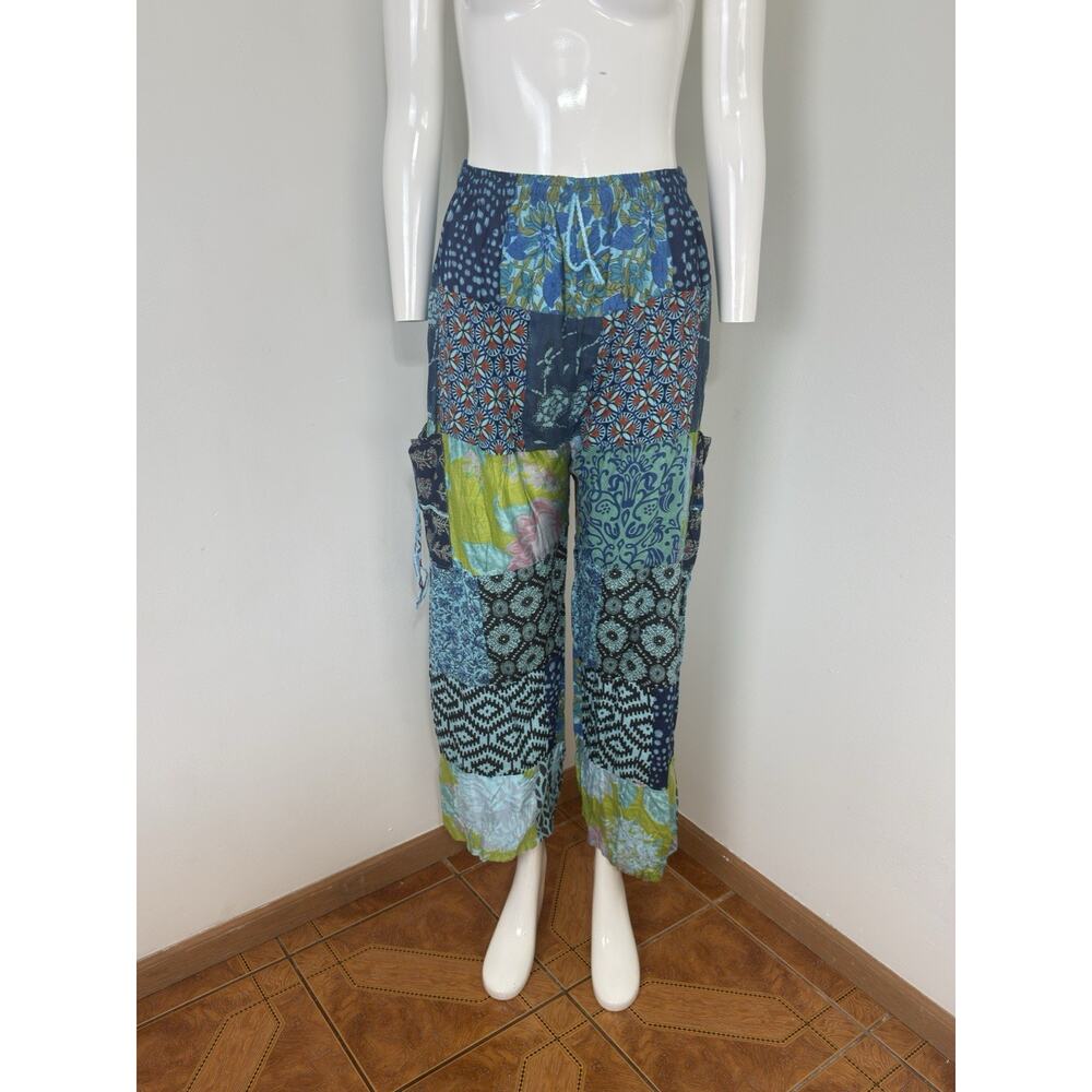 Ashley Taylor Floral Patchwork Harem Pants Boho Hippie Festival Lagenlook OS